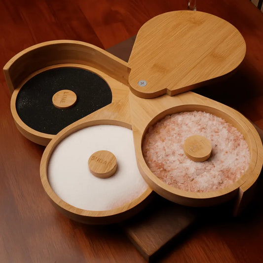 3 Tier Bamboo Margarita Salt Rimmer Set w/ 3 Sponges - G & J's FinestBamboo Wood With Sponges