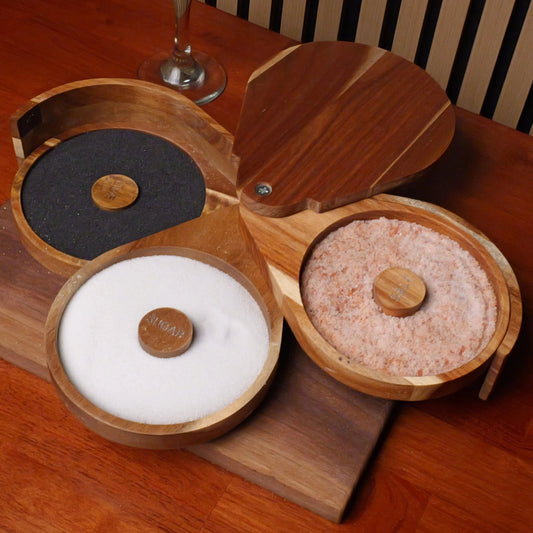 BACK IN STOCK! 3 Tier Acacia Margarita Salt Rimmer Set w/ 3 Sponges - G & J's FinestAcacia Wood With Sponges