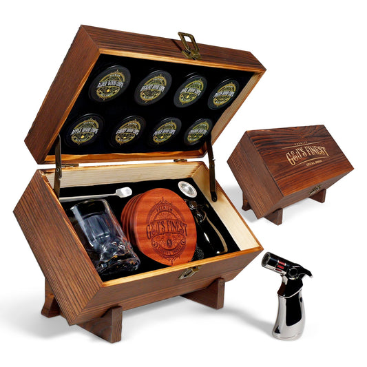 G&J's Finest Mahogany Whiskey Smoker Kit with Stand, Glass & 8 Wood Chips - G & J's Finest