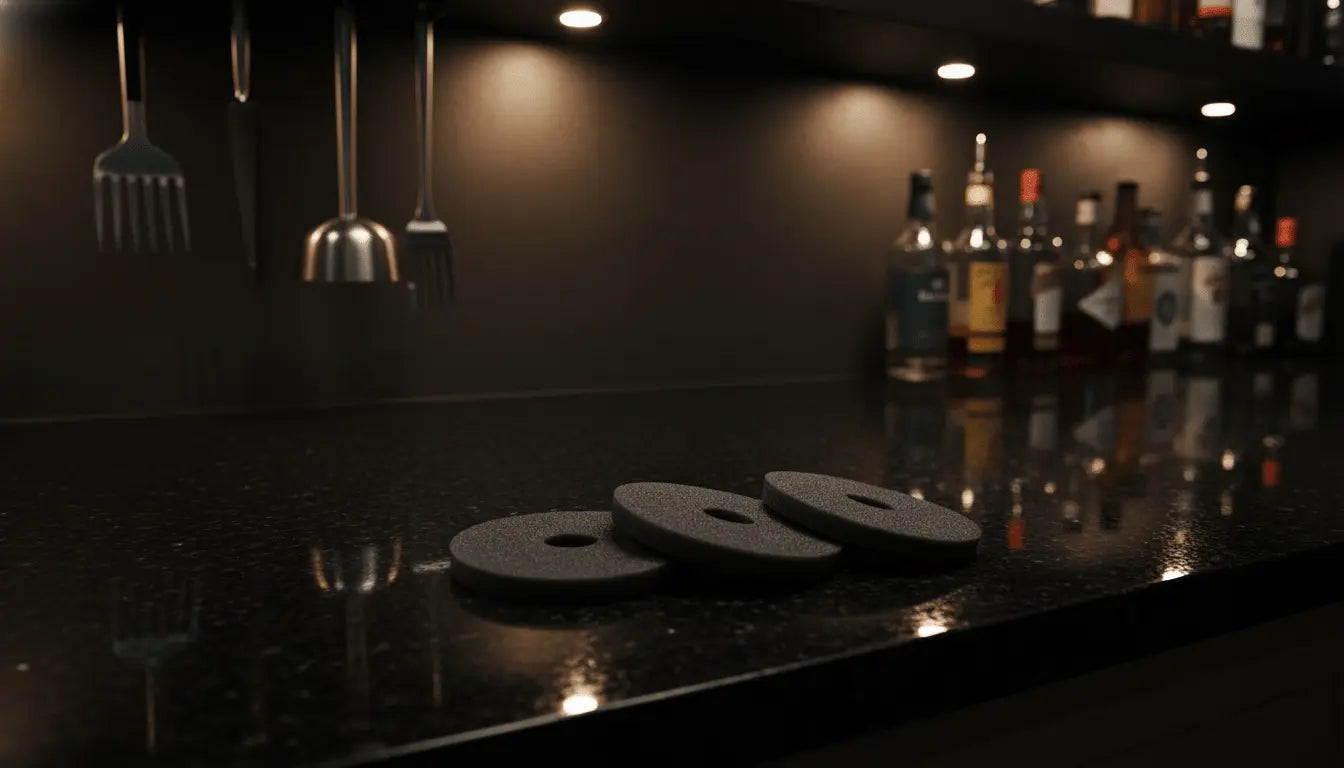 Three G & J's Finest replacement sponges for Rimmer on a countertop, showing soft, absorbent cleaning sponges.