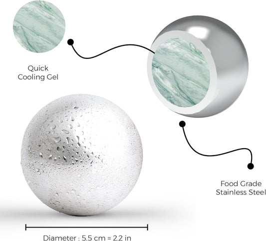 2Pk XL Frozen Coffee/Espresso Ball | Extract Chilling Tool with Stand & Pouch- 2.6x BIGGER (2.2"/55mm) Stainless Steel Chiller Ball/Ice for Better Tasting Espresso/Iced Coffee (NOT SOLID STEEL) (2)