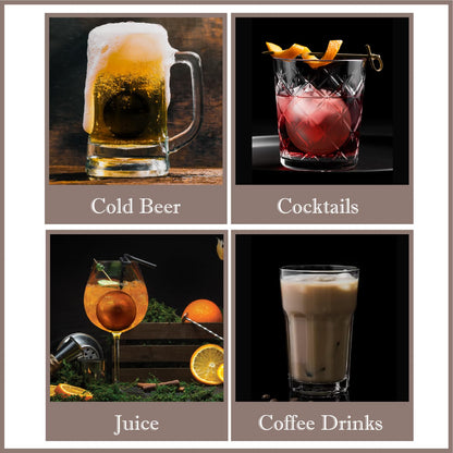 Premium Whiskey Balls Gift Set – 4 Stainless Steel (2 Large 2–2.2″ & 2 Small 1.5″) with Pouch & Tongs