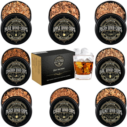 8 Pack Natural Wood Chips for Smoked Cocktails, Meats, Cheese & More - G & J's Finest8 Flavor Sampler Wood Chips