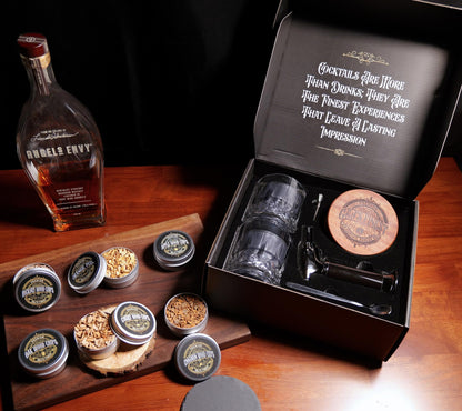 Whiskey Smoker Kit with 3 Flame Torch and Glasses, 6 Wood Chips & Gift Box (With Butane)