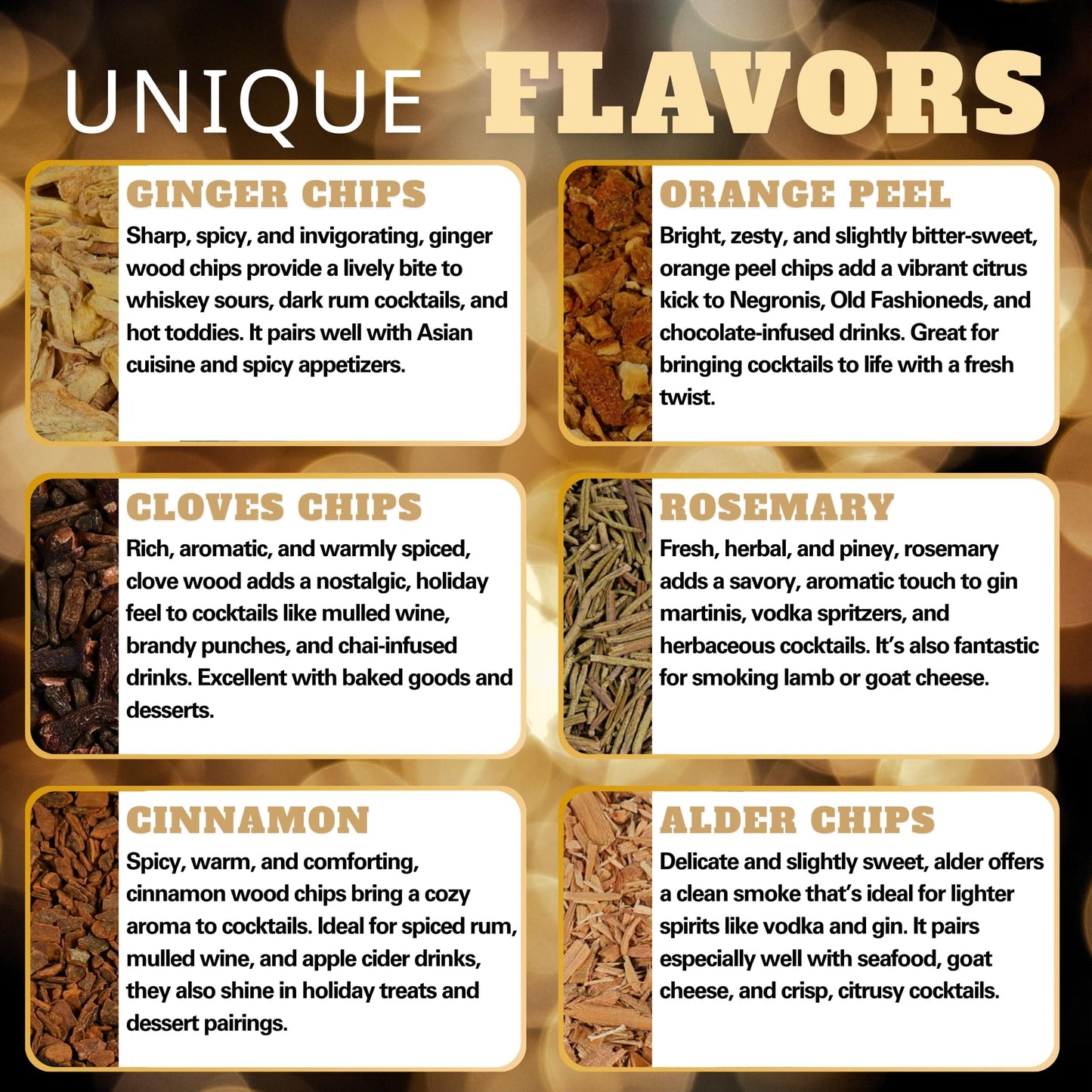 Natural Wood Chips for Smoked Cocktails, Meats, Cheese & More