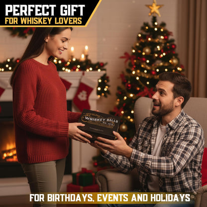 Premium Whiskey Balls Gift Set – 4 Stainless Steel (2 Large 2–2.2″ & 2 Small 1.5″) with Pouch & Tongs