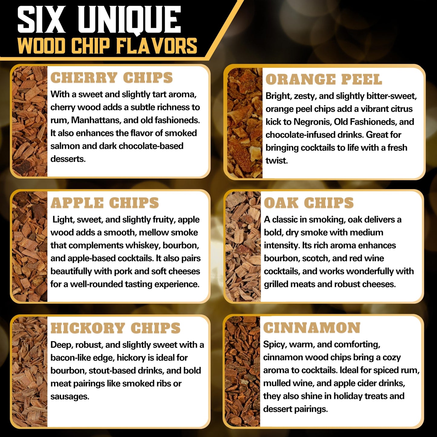 Whiskey Smoker Kit with 3 Flame Torch and Glasses, 6 Wood Chips & Gift Box (With Butane)