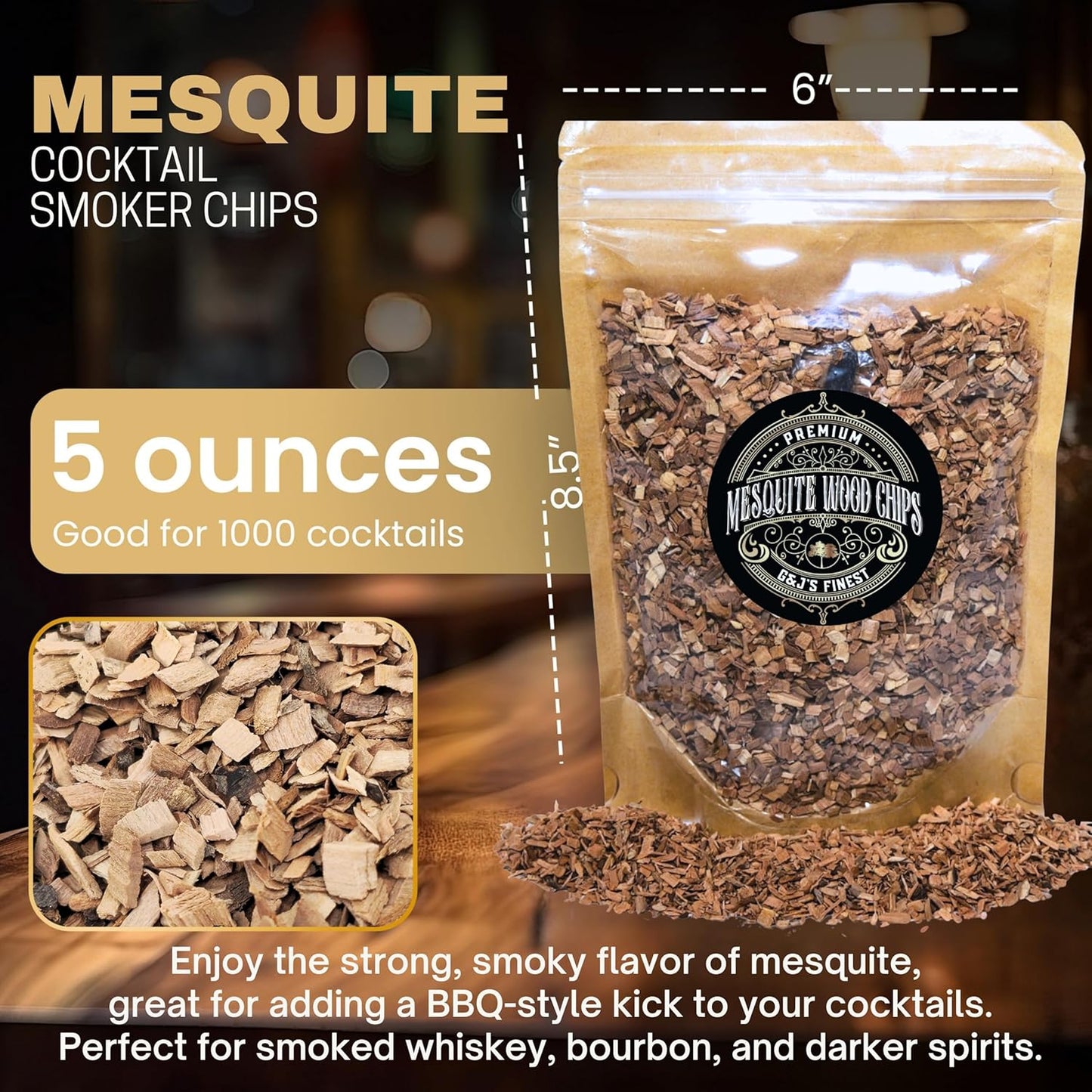 Wood Chips for Whiskey Smokers, Cocktail Smoking Guns, Smoke Boxes, or BBQ