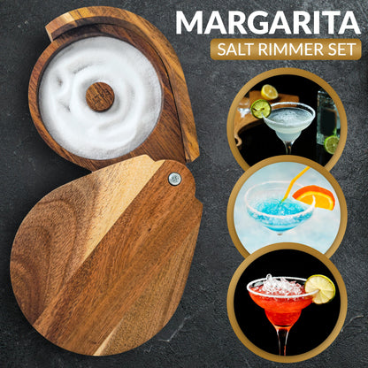 Margarita Salt Rimmer Set, 3 Tier Bamboo Rimmer for Glass Rims with Sponges