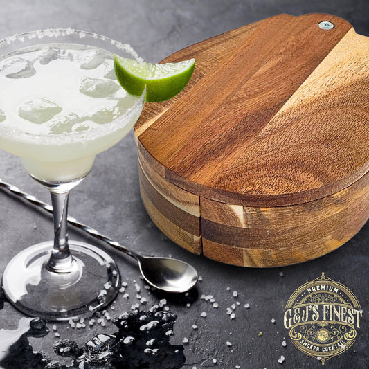 Margarita Salt Rimmer Set, 3 Tier Bamboo Rimmer for Glass Rims with Sponges