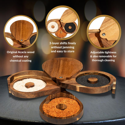 Margarita Salt Rimmer Set, 3 Tier Bamboo Rimmer for Glass Rims with Sponges