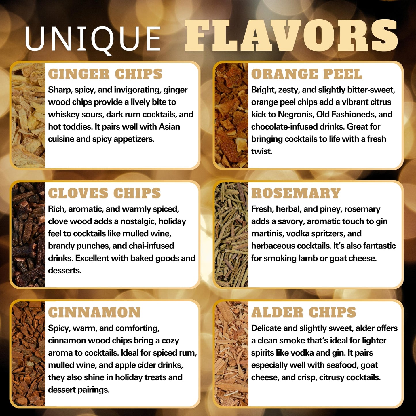 Natural Wood Chips for Smoked Cocktails, Meats, Cheese & More