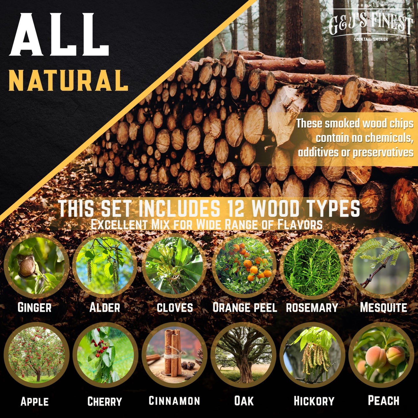 Natural Wood Chips for Smoked Cocktails, Meats, Cheese & More