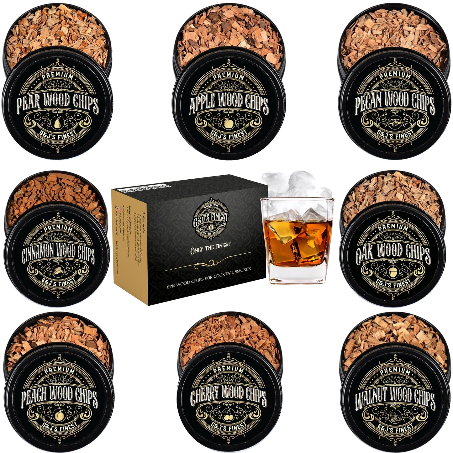 Natural Wood Chips for Smoked Cocktails, Meats, Cheese & More