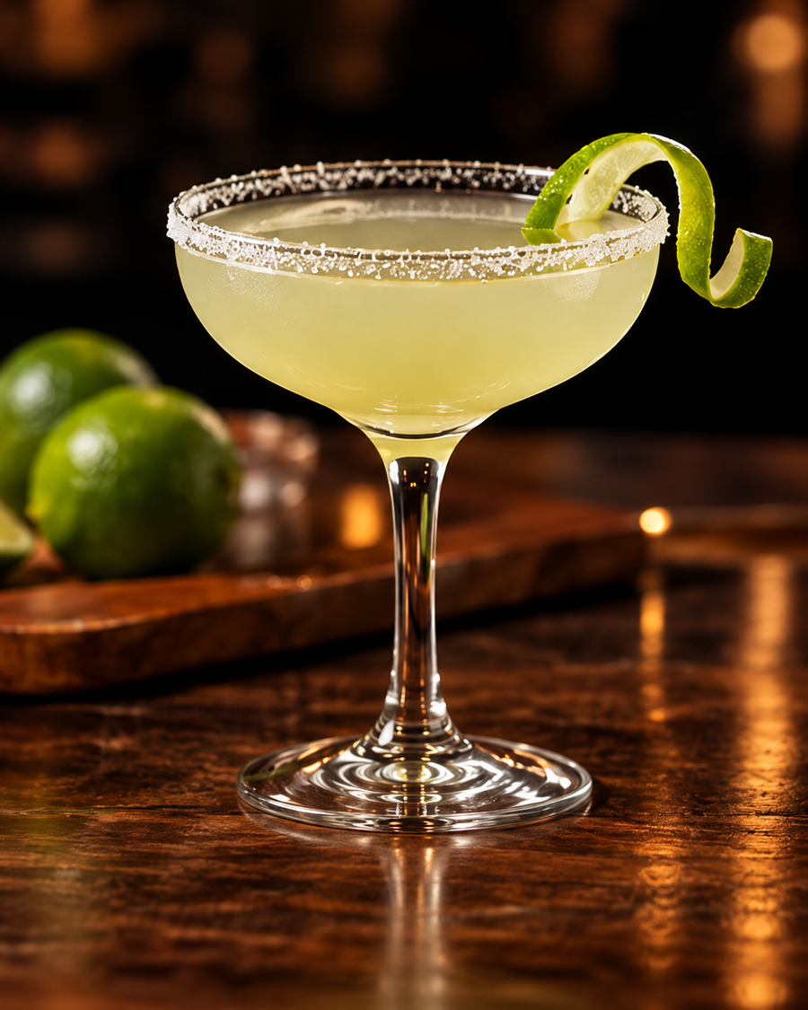 Gimlet with a citrus sugar or specialty salt rim
