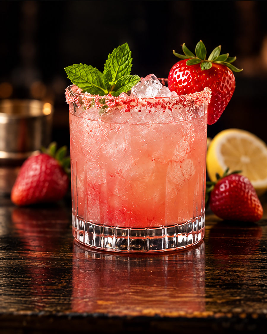 Non-alcoholic mocktail, lemonade or spritz with a decorative rim
