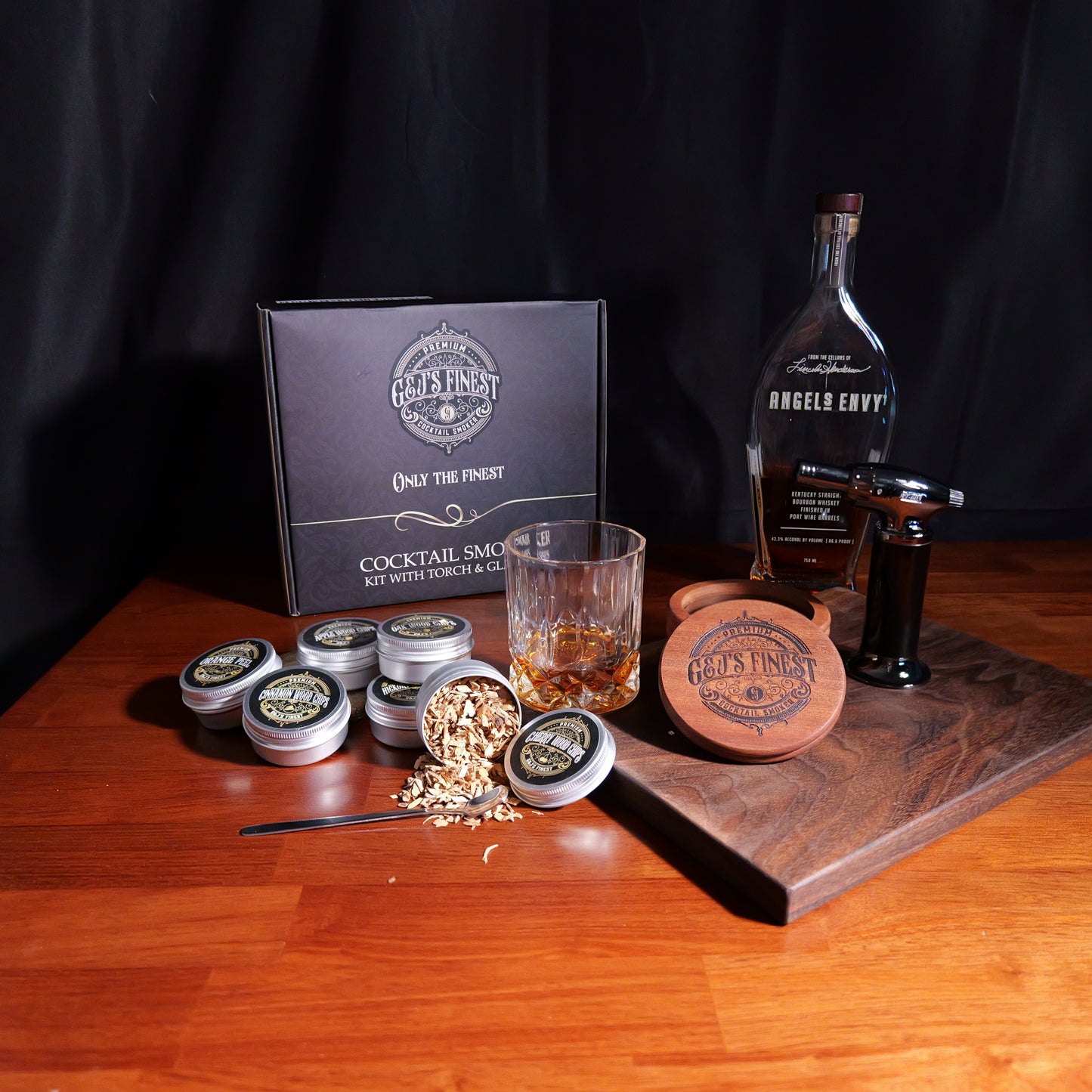 Whiskey Smoker Kit with Torch, 2 Glasses, 6 Wood Chips NO Butane