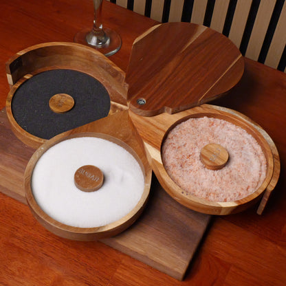 3 Tier Acacia Margarita Salt Rimmer Set w/ 3 Sponges