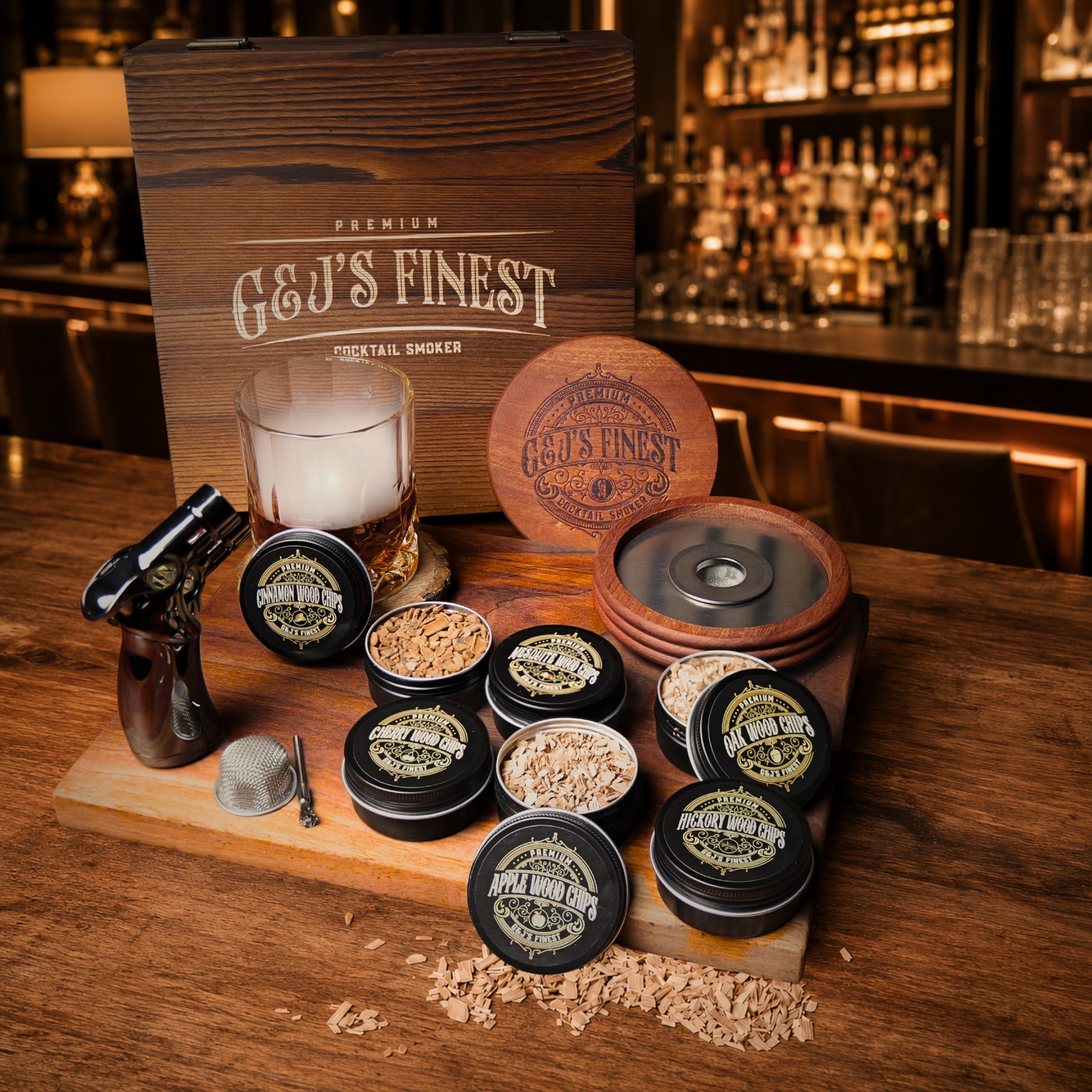 Mahogany Whiskey Smoker Kit w/ Wood Box – G & J's Finest