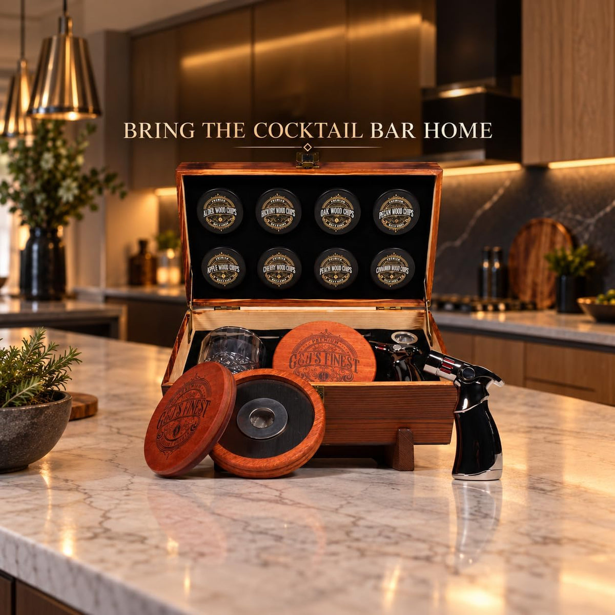 Mahogany smoker kit lifestyle image