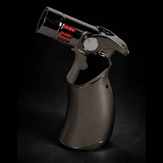 Chrome torch lighter on a black background
