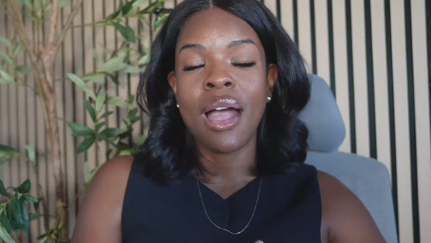 Female social media business influencer explaining the G&J's Finest brand ambassador program requirements during an e-commerce video product review tutorial.