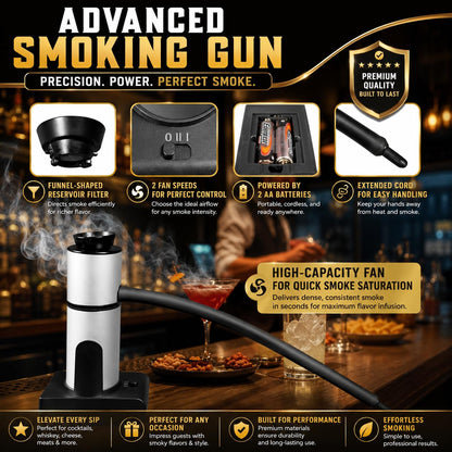 Whiskey Smoker Box with Smoke Gun, Torch, 6 Wood Chips (With Butane) - G & J's Finest
