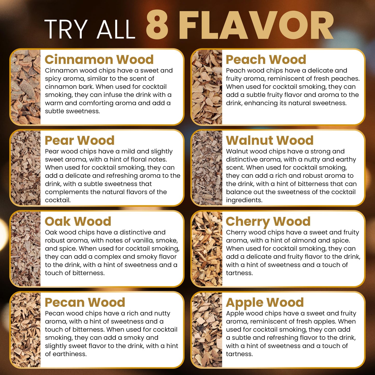 Wood Chips for Cocktail Smoker (35g Each)