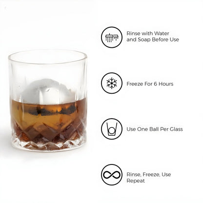 Premium XXL 55mm stainless steel whiskey balls by G & J's Finest, showing polished metal spheres for chilling whiskey.